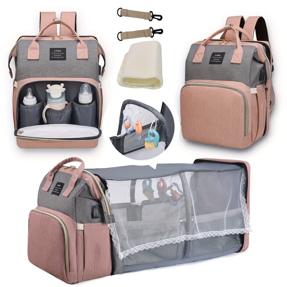 2 in 1 Diaper Bag Backpack & Portable Changing Station