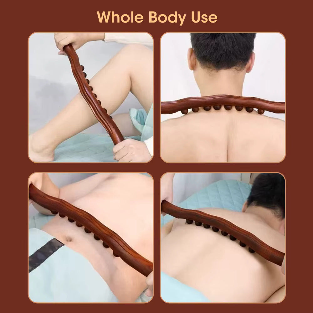 20-Bead Natural Beech Wood Massage Stick β Slim, Sculpt, and Recover Naturally