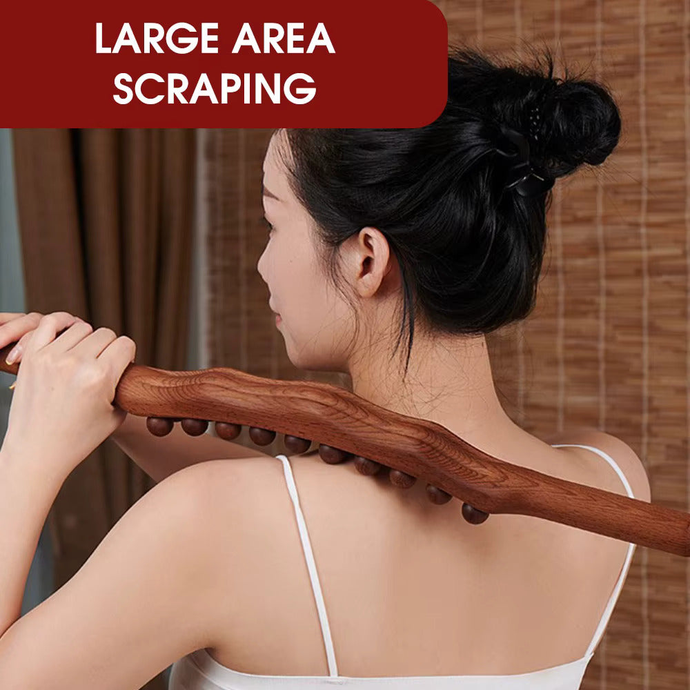20-Bead Natural Beech Wood Massage Stick β Slim, Sculpt, and Recover Naturally