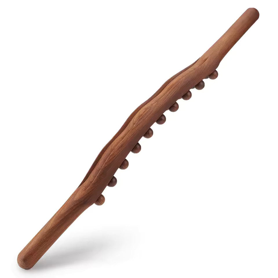 20-Bead Natural Beech Wood Massage Stick β Slim, Sculpt, and Recover Naturally