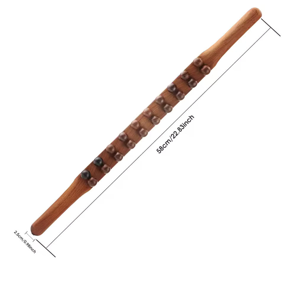 20-Bead Natural Beech Wood Massage Stick β Slim, Sculpt, and Recover Naturally