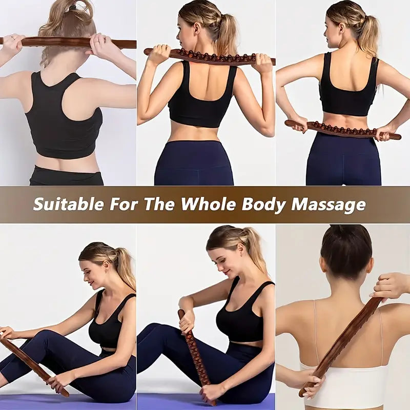 20-Bead Natural Beech Wood Massage Stick β Slim, Sculpt, and Recover Naturally