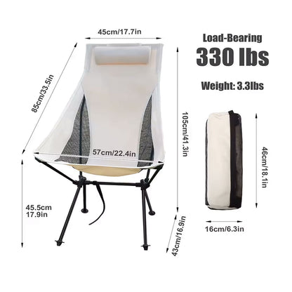 Portable Folding Camping Chair with Headrest